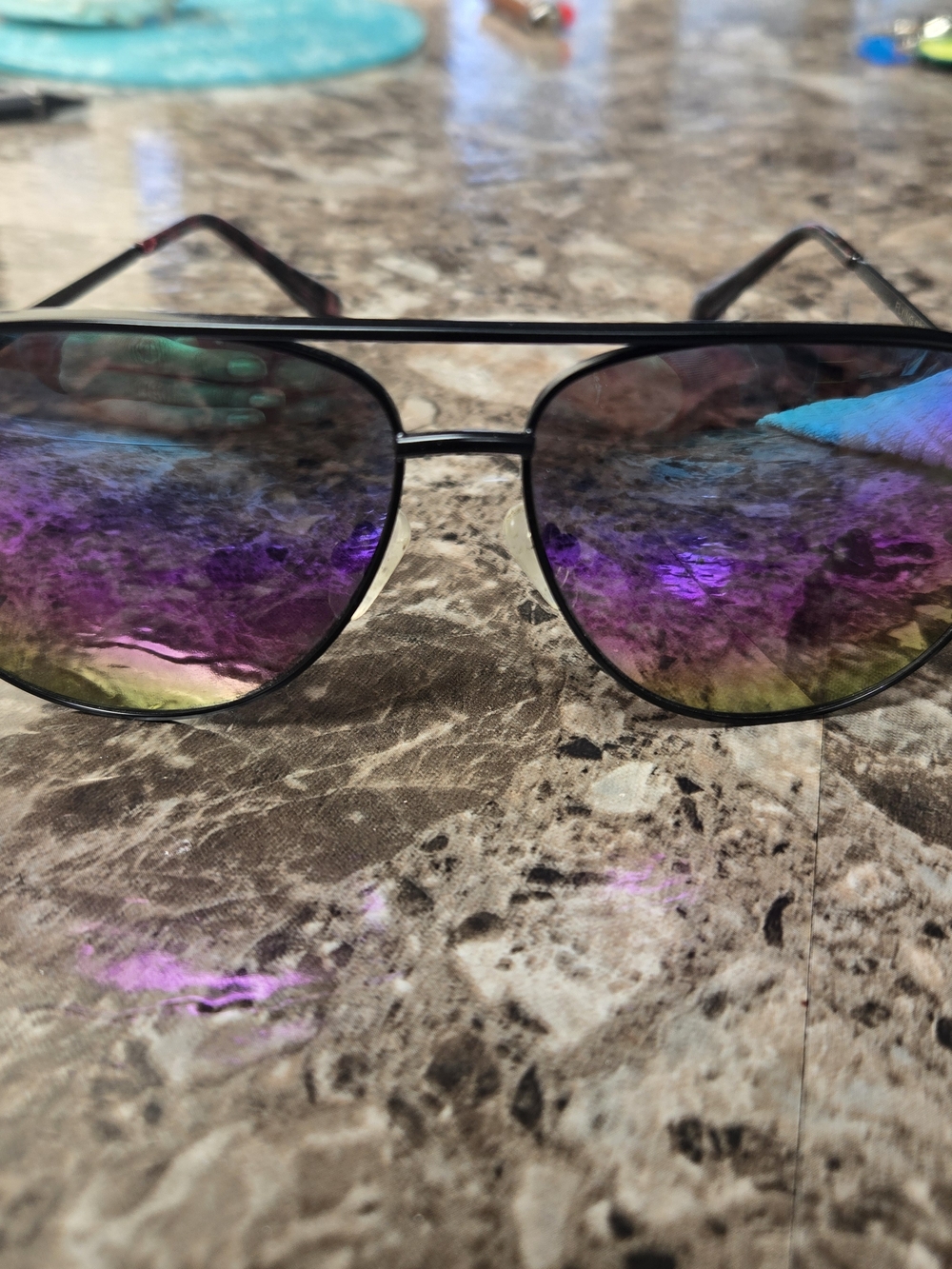 BLENDERS Flying Pretty Aviator Sunglasses with Iridescent Purple-Green Lenses
